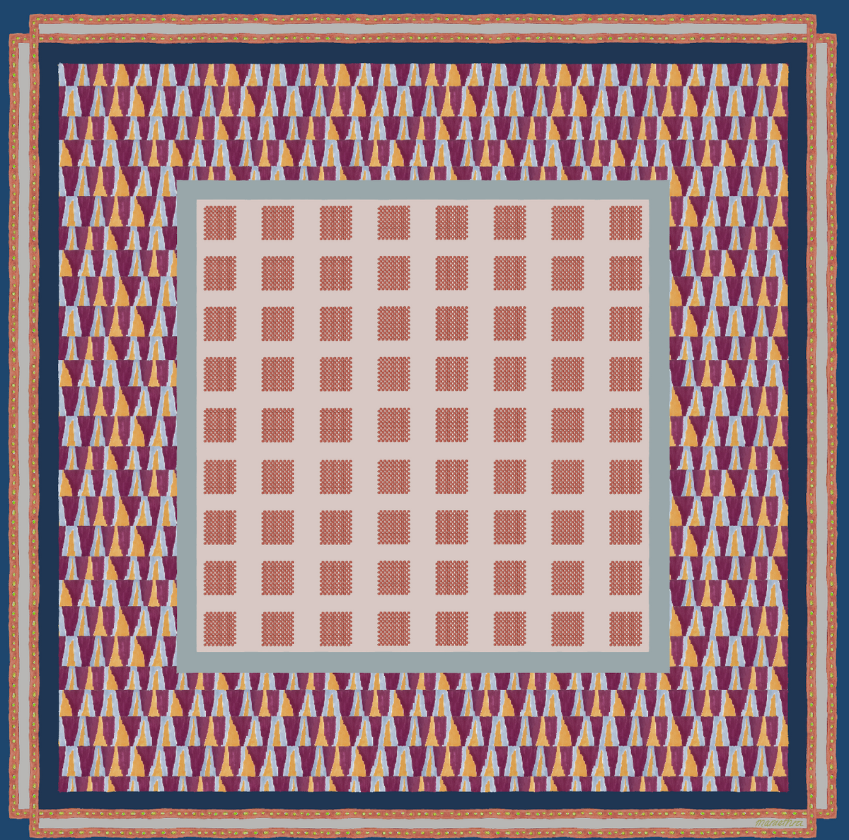 마레트라(MARAETHRA) Nemo Namu Silk Square Scarf 네모나무 실크 스퀘어 스카프