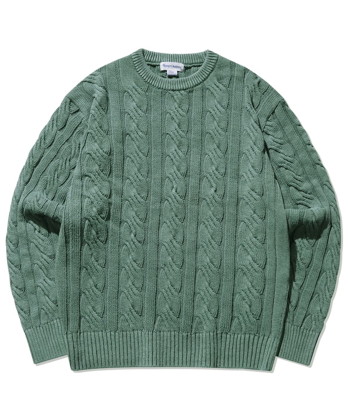 네이머클로딩(NAMERCLOTHING) PIGMENT ARAN CABLE SWEATER VINTAGE GREEN