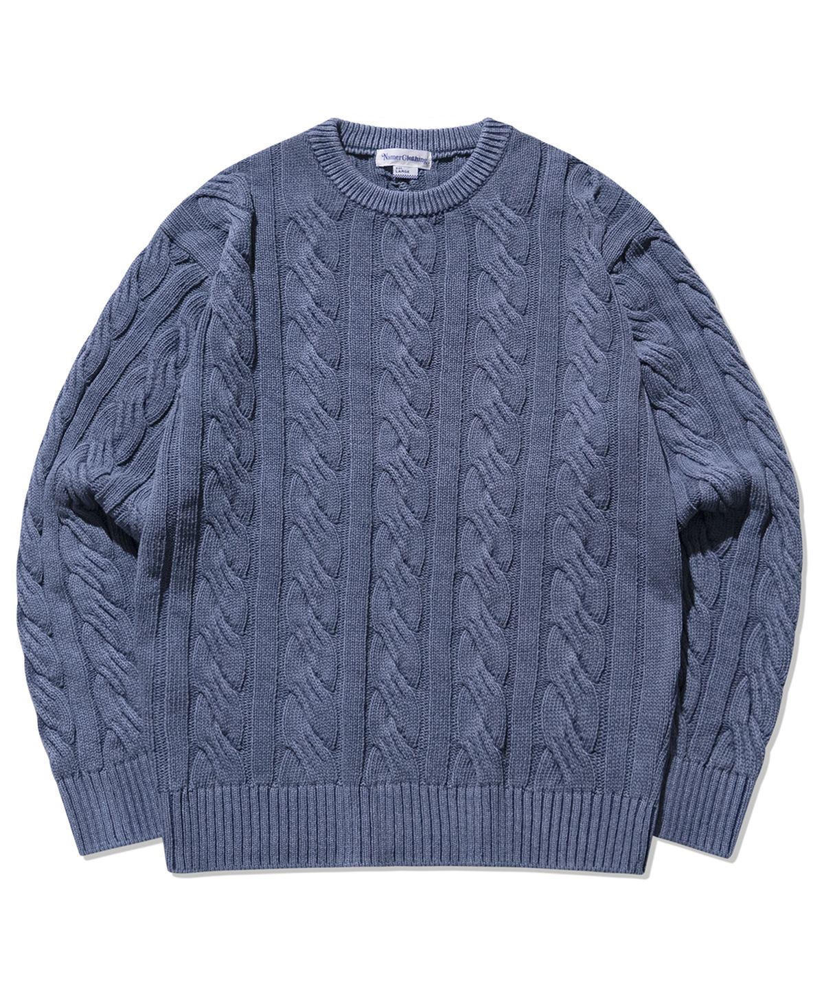 네이머클로딩(NAMERCLOTHING) PIGMENT ARAN CABLE SWEATER DUSTY BLUE