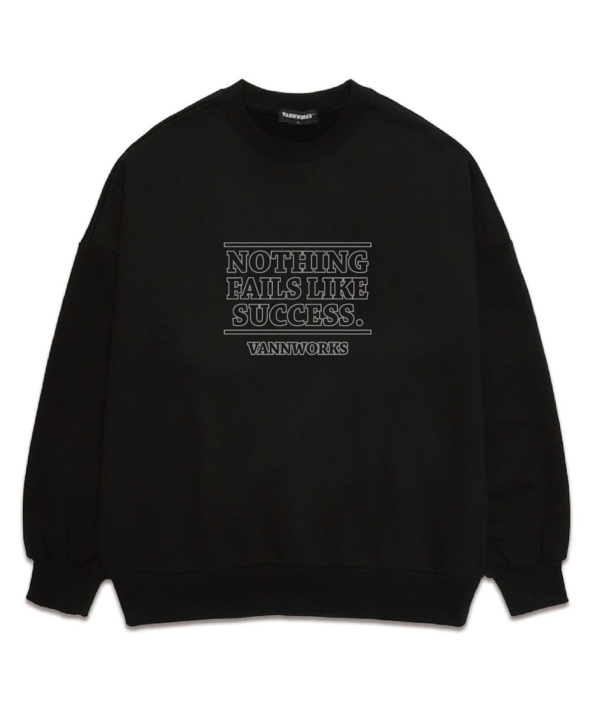 밴웍스(VANNWORKS) LETTERING LOGO 오버핏 맨투맨 (VLS0045) 블랙/그레이
