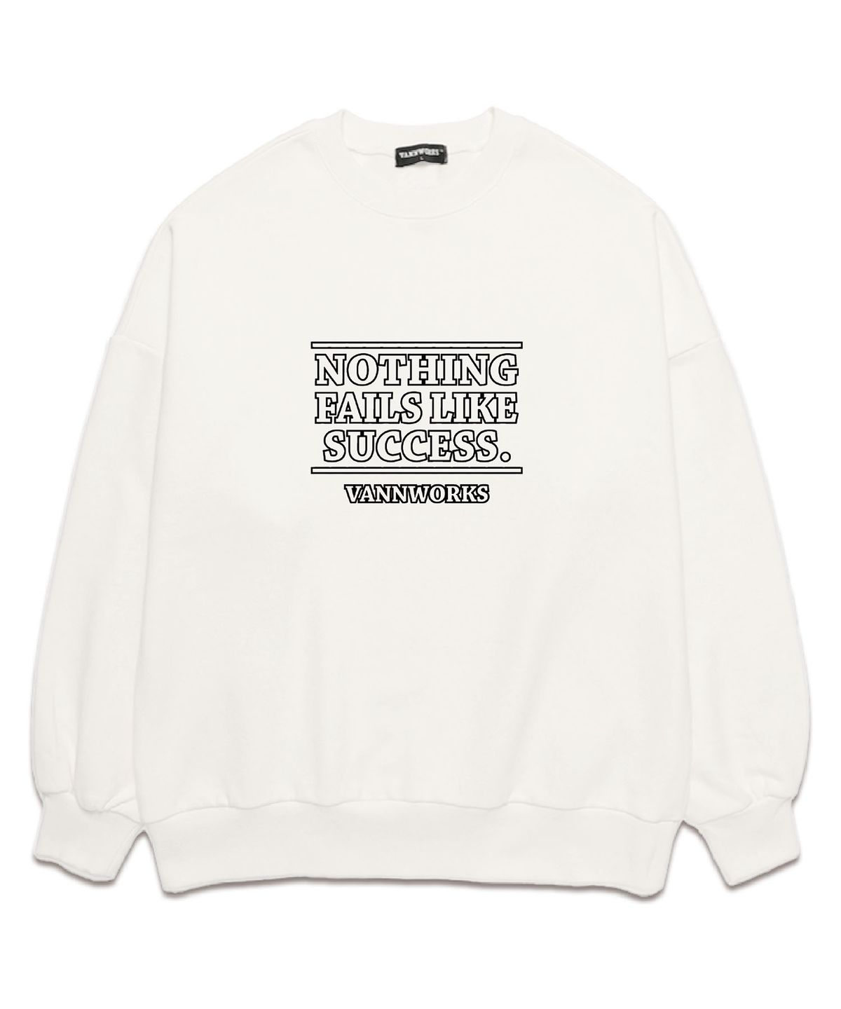 밴웍스(VANNWORKS) LETTERING LOGO 오버핏 맨투맨 (VLS0045) 화이트/블랙