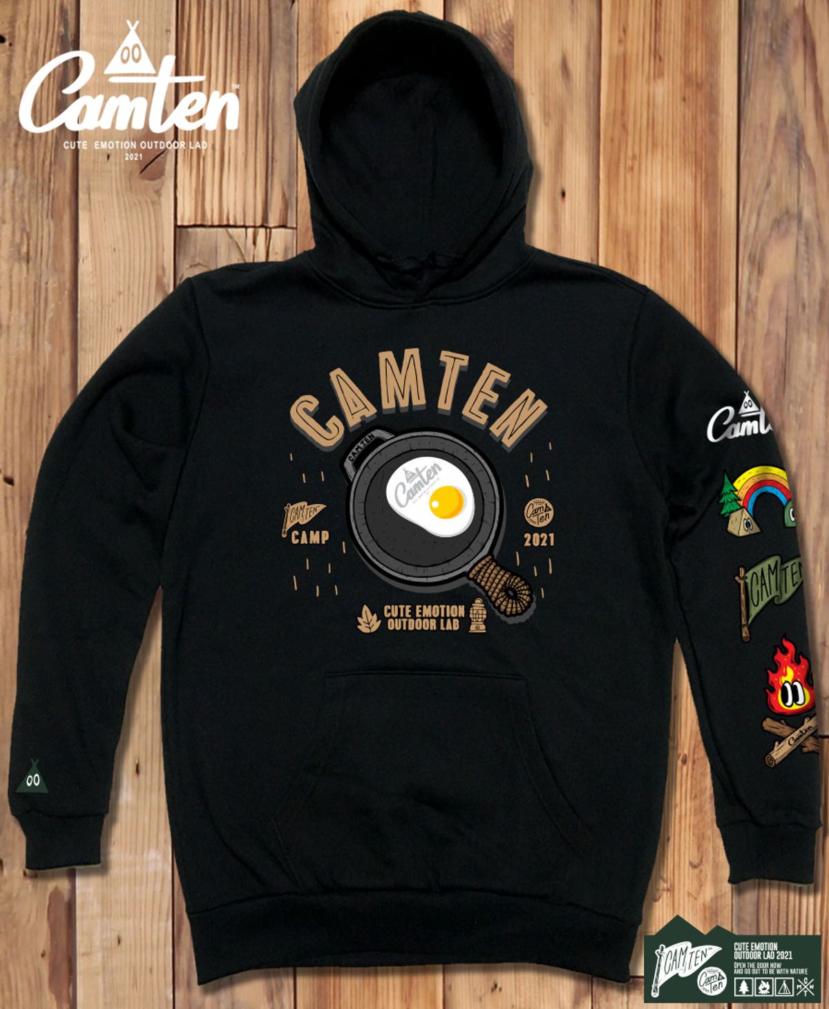 돌돌(DOLDOL) Camten-hoody-70 감성 캠핑 브랜드 캠텐 캐릭터 그래픽 후드티