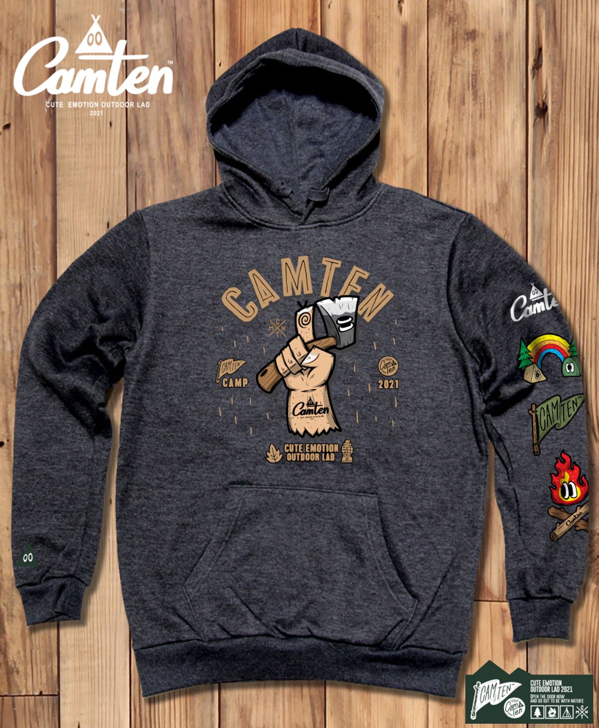돌돌(DOLDOL) Camten-hoody-73 감성 캠핑 브랜드 캠텐 캐릭터 그래픽 후드티