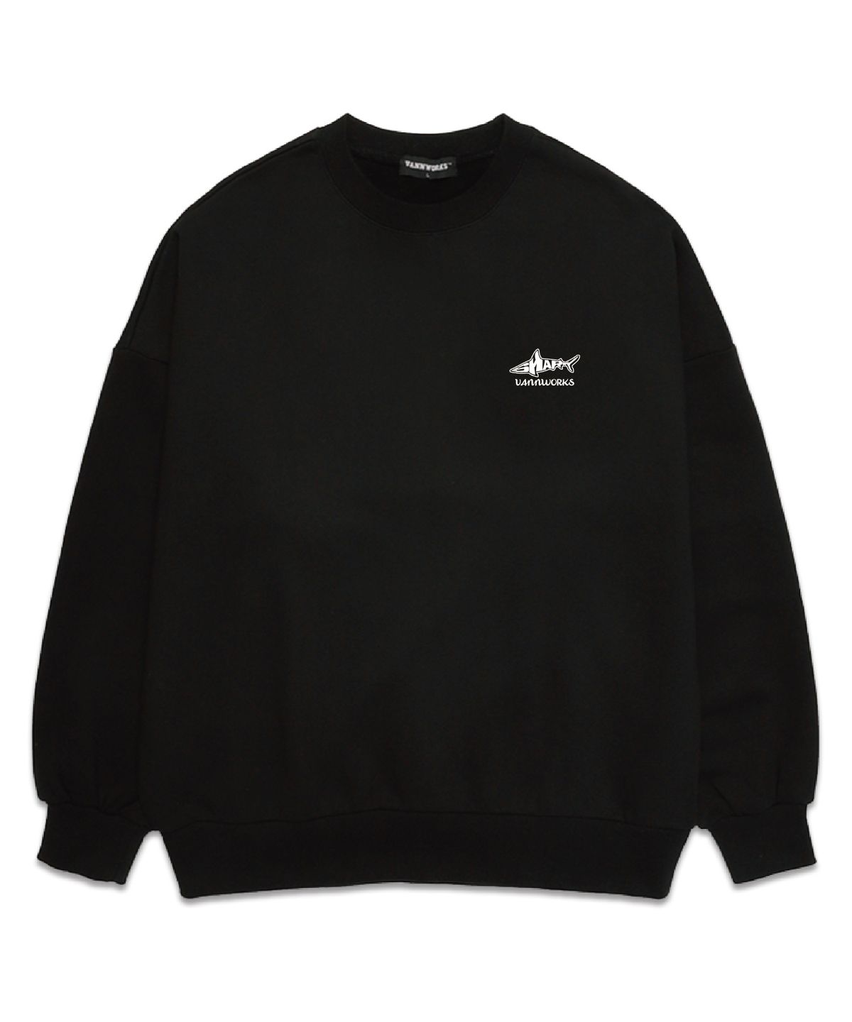 밴웍스(VANNWORKS) SHARK LOGO 오버핏 맨투맨 (VLS0046) 블랙