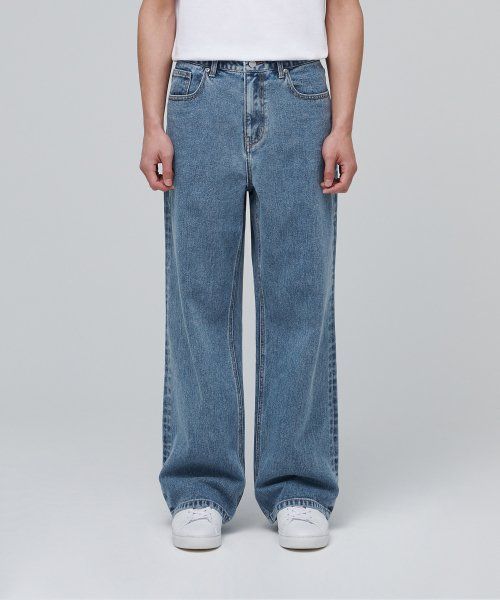 MUSINSA | MUSINSA STANDARD Wide denim pants [Light Indigo]