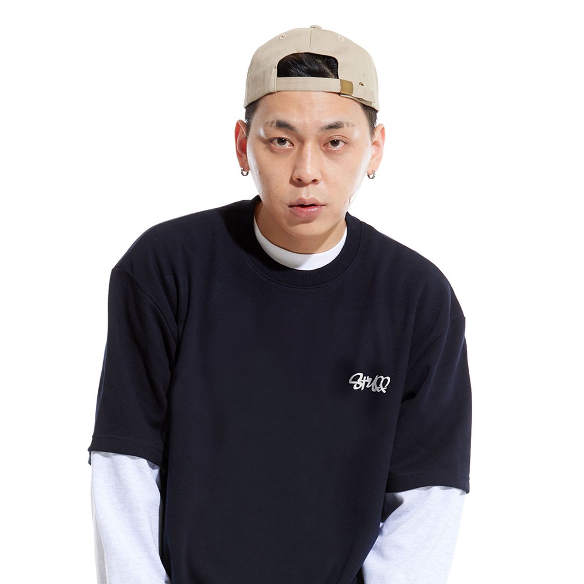 스터프(STUFF) 뉴트로 로고 레이어드 롱슬리브 티셔츠