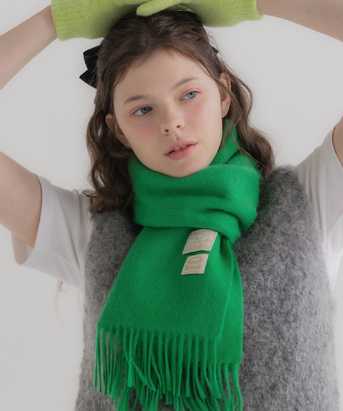 래니래니(RENNYRENNIE) PREMIUM PURE WOOL 100 MUFFLER [ CLASSIC GREEN ] - 프리미엄 울 100 머플러 (M001CG)