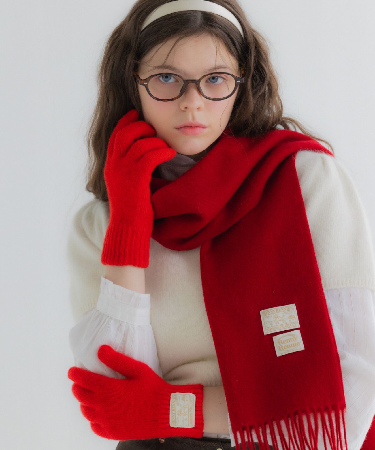 래니래니(RENNYRENNIE) PREMIUM PURE WOOL 100 MUFFLER [ RED ] - 프리미엄 울 100 머플러 (M001RD)