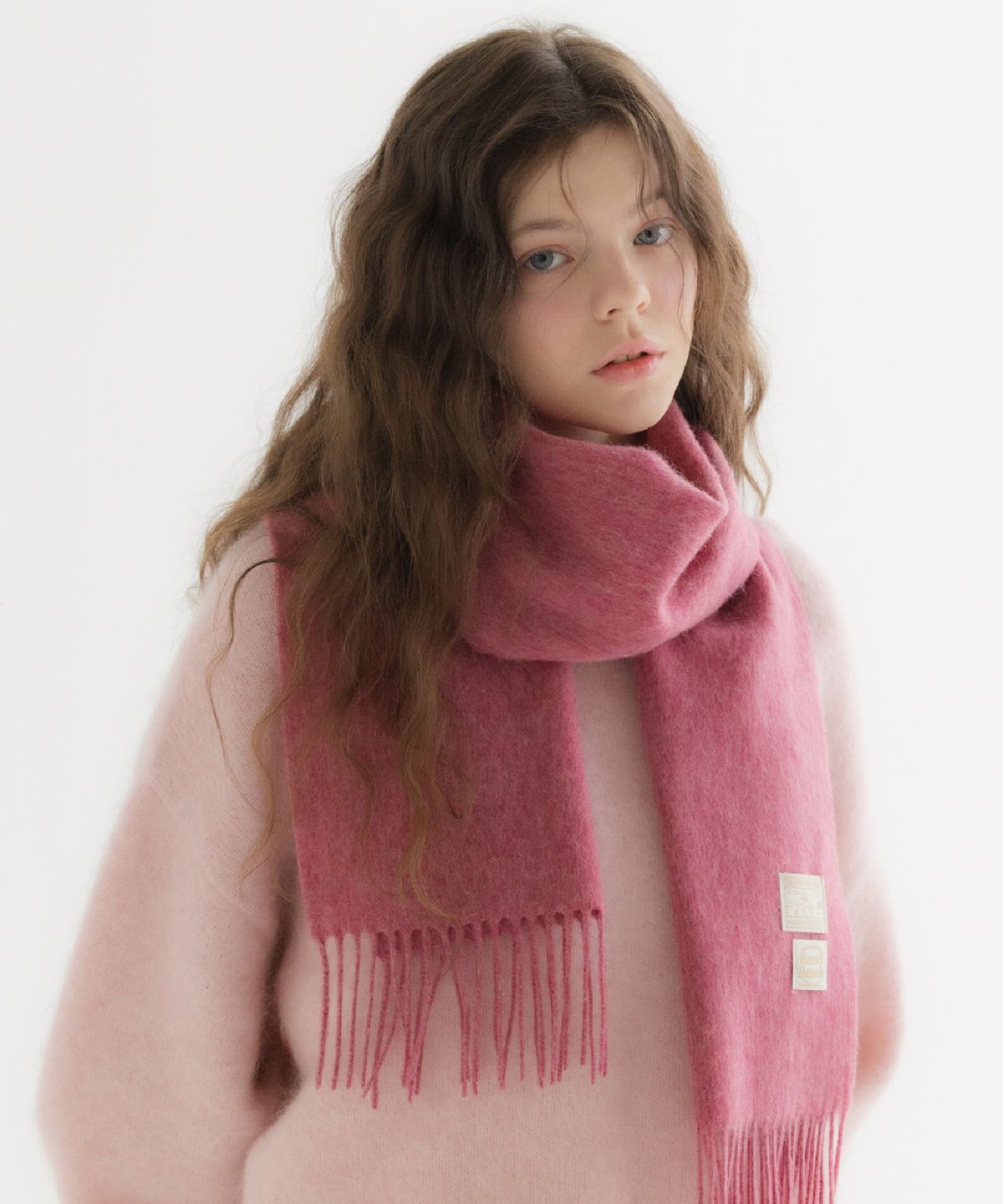 래니래니(RENNYRENNIE) PREMIUM PURE WOOL 100 MUFFLER [ RASPBERRY PINK ] - 프리미엄 울 100 머플러 (M001RP)