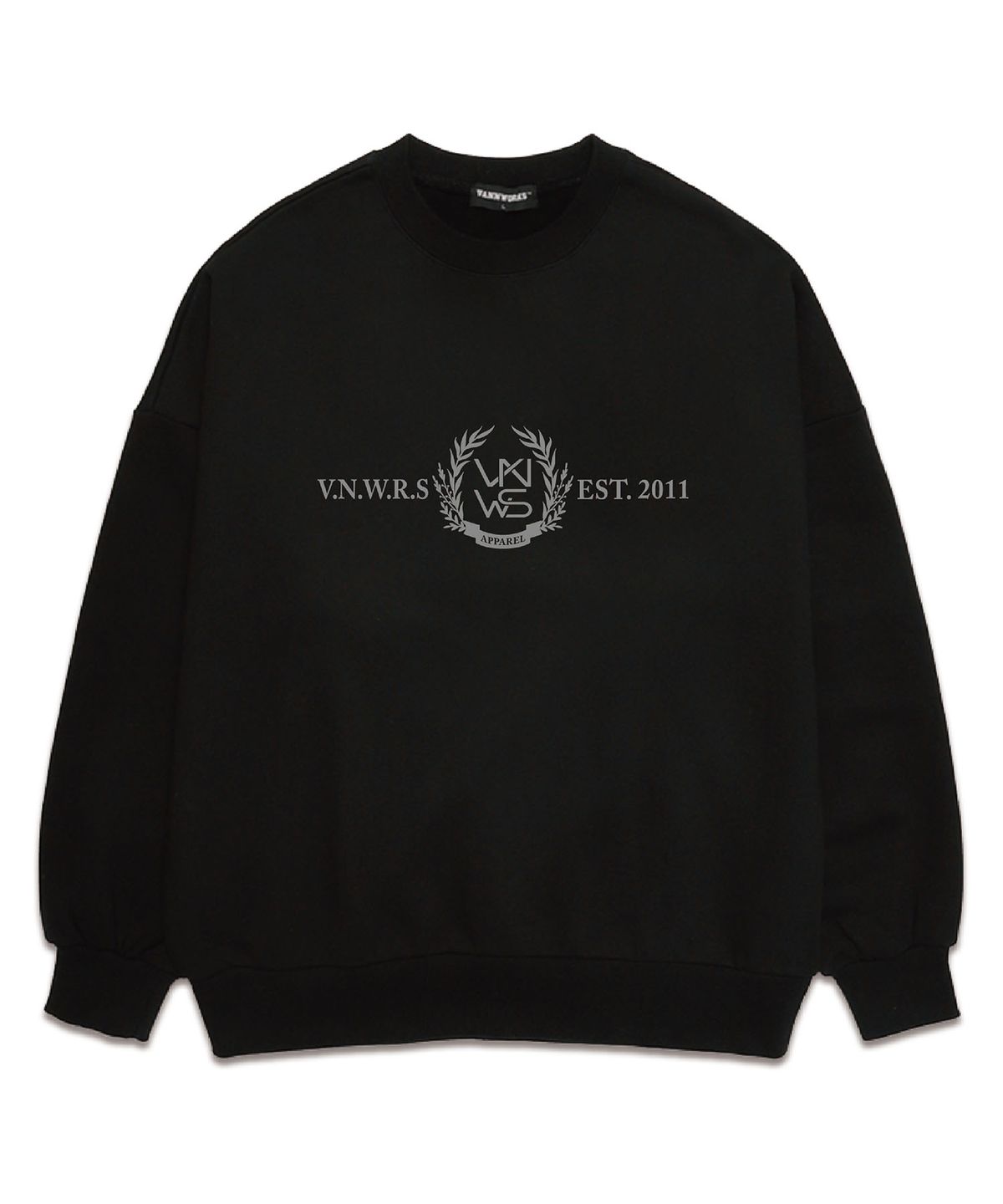 밴웍스(VANNWORKS) LAUREL LONG LOGO 오버핏 맨투맨 (VLS0047) 블랙/그레이