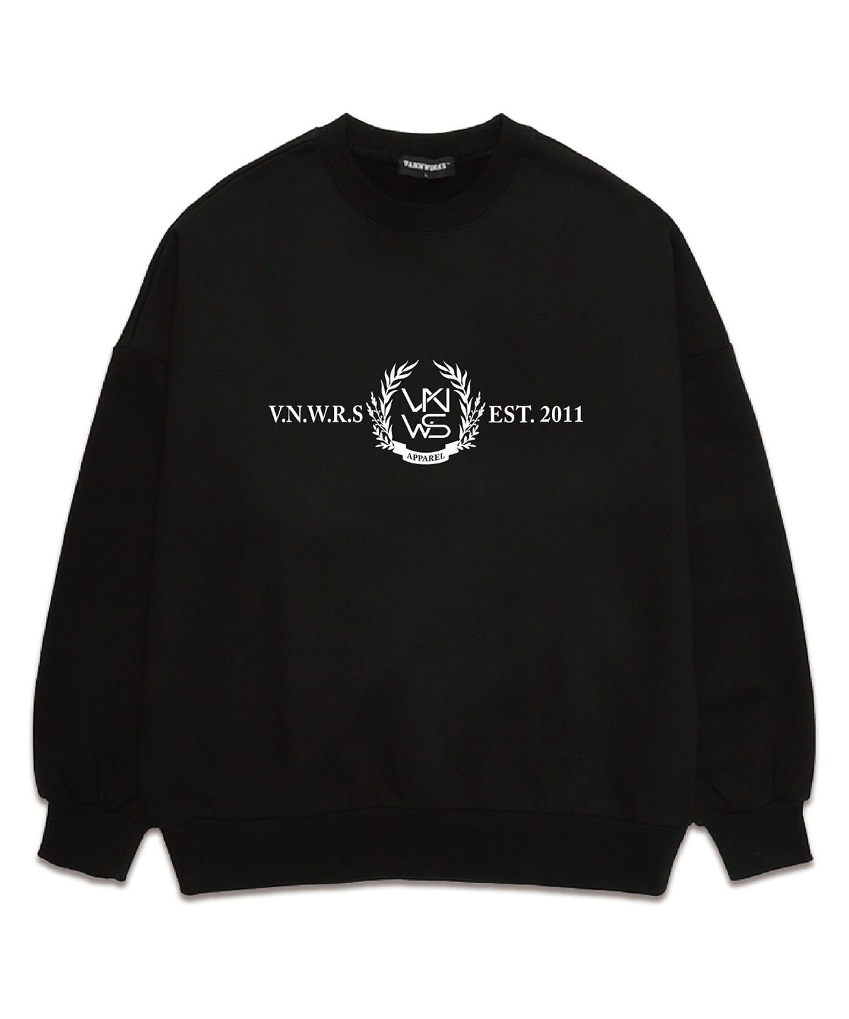 밴웍스(VANNWORKS) LAUREL LONG LOGO 오버핏 맨투맨 (VLS0047) 블랙/화이트
