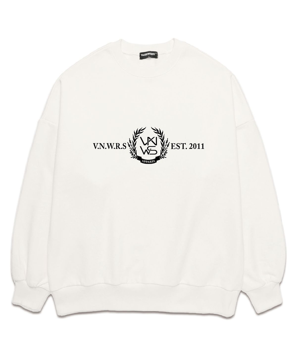 밴웍스(VANNWORKS) LAUREL LONG LOGO 오버핏 맨투맨 (VLS0047) 화이트/블랙