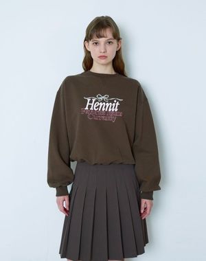 리본 그래픽 스웨트셔츠(브라운)