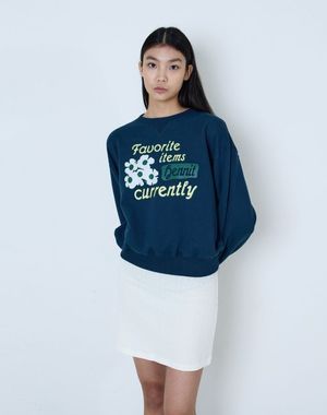 플라워 그래픽 스웨트셔츠(네이비)