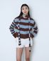 스트라이프 니트 집업 가디건(스카이블루)