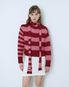 스트라이프 니트 집업 가디건(레드)