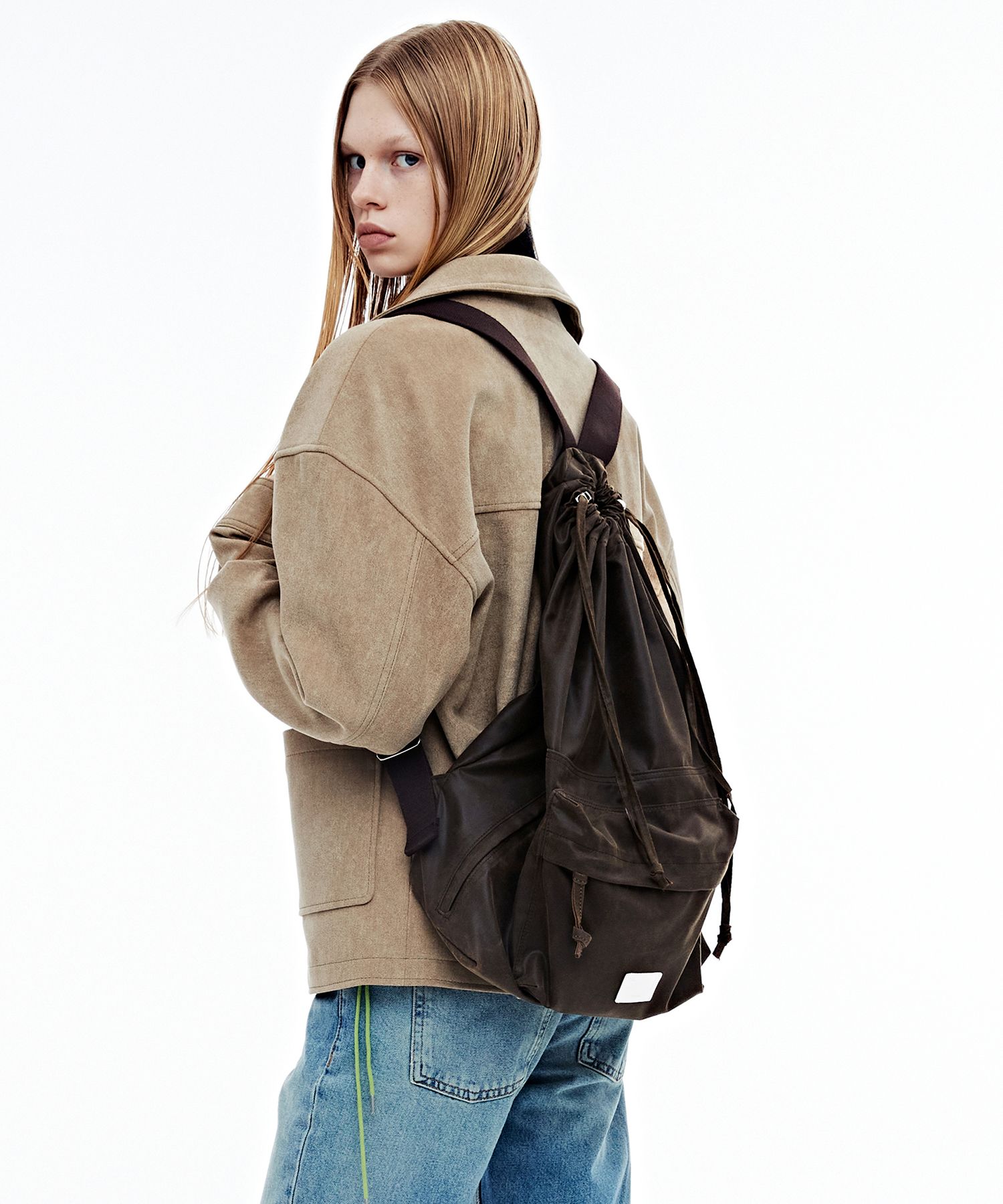 MUSINSA公式 | fennec VINTAGE DRAWSTRING BACKPACK - BROWN