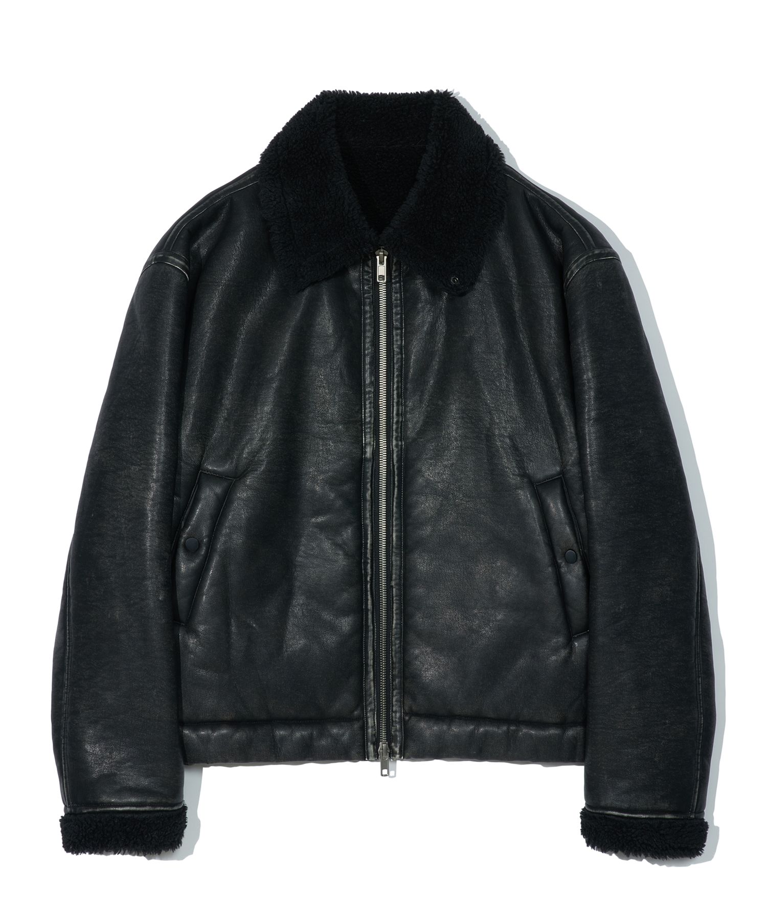 MUSINSA | PARTIMENTO [Vegan leather] Vintage washed mouton