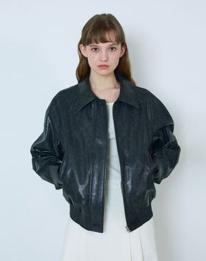 레더 붐버 자켓(블랙)