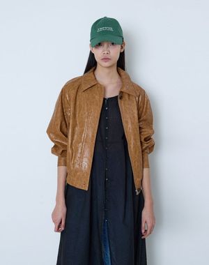 레더 붐버 자켓(카멜)