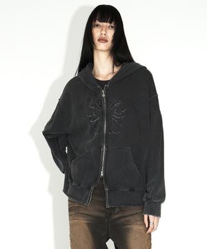 [런웨이] 무궁 빈티지 투웨이 후드 집업_차콜