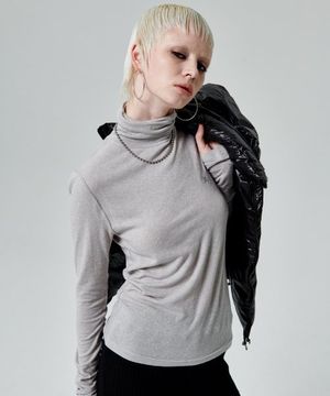 앙고라 거즈 터틀넥 탑 [그레이]