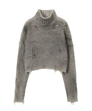 [런웨이] 스프레이 워싱 터틀넥 니트_그레이