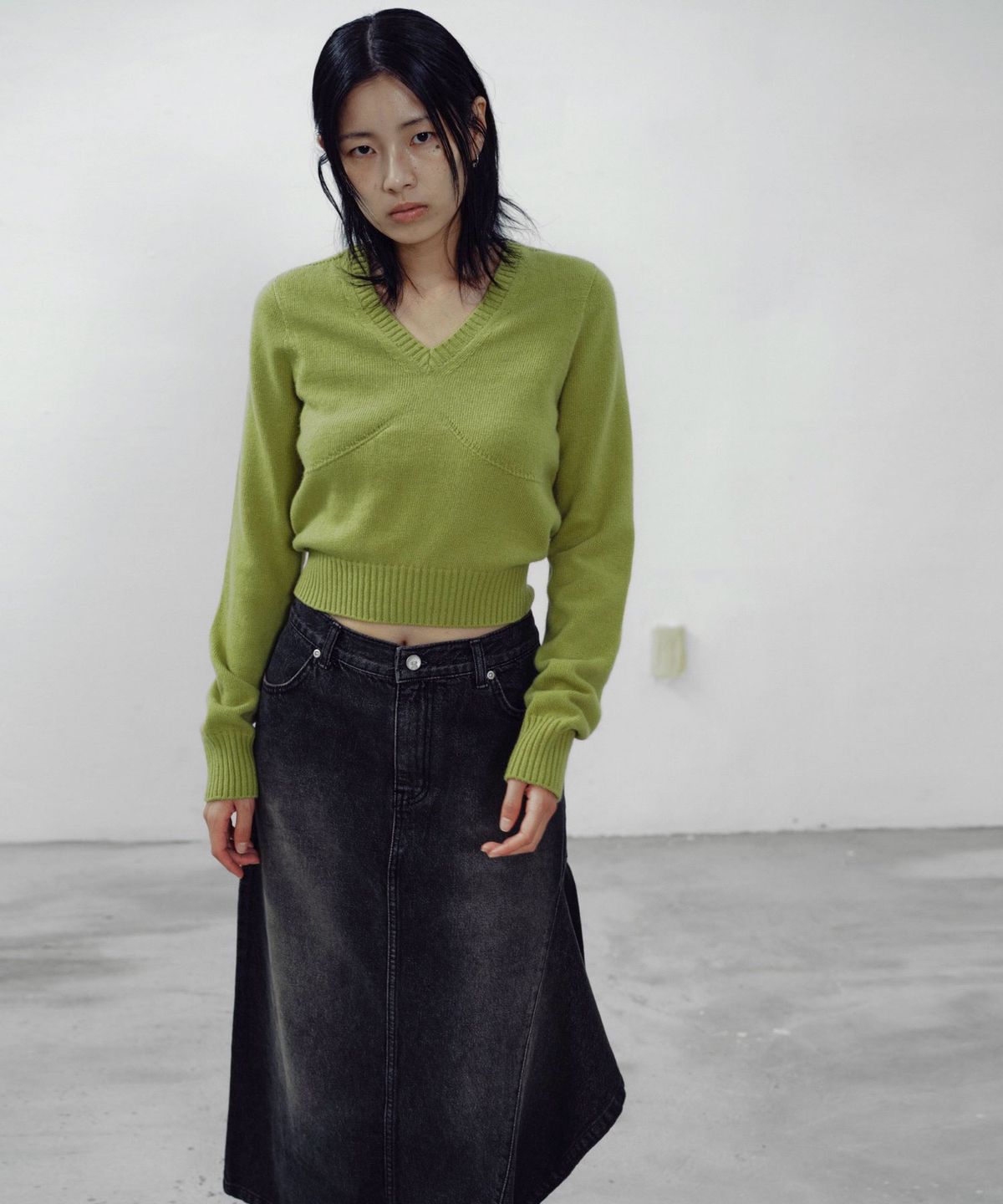 엔써이즈예스(ANSWER IS YES) Slub Edge V-neck Knit