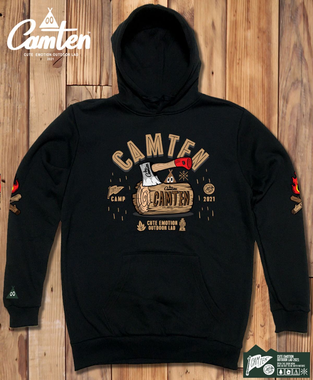 돌돌(DOLDOL) Camten-hoody-77 감성 캠핑 브랜드 캠텐 캐릭터 그래픽 후드티