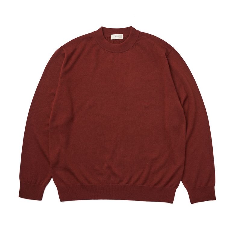 [Casual] Cashtouch crew-neck knit Maroon_relax-fit