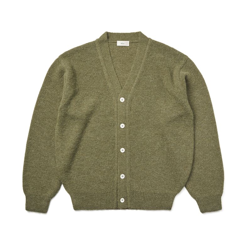 [Casual] Alpaca cardigan knit Olive green