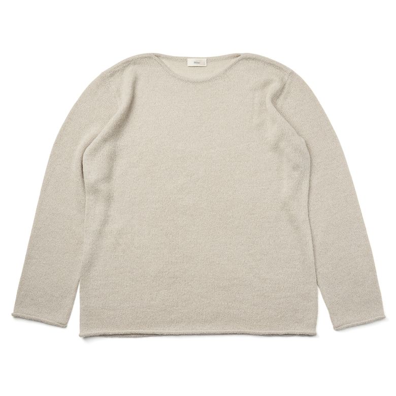 [Casual] Alpaca piping crew-neck knit L.gray
