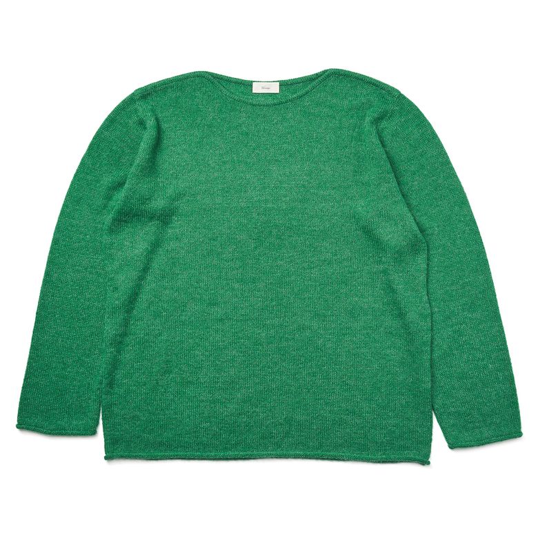 [Casual] Alpaca piping crew-neck knit Green