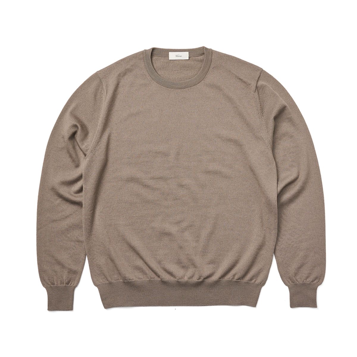 베르노(VERNO) Cashtouch crew-neck knit Khaki_Regular-fit