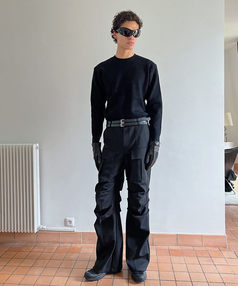 Belted Cargo Flare Pants