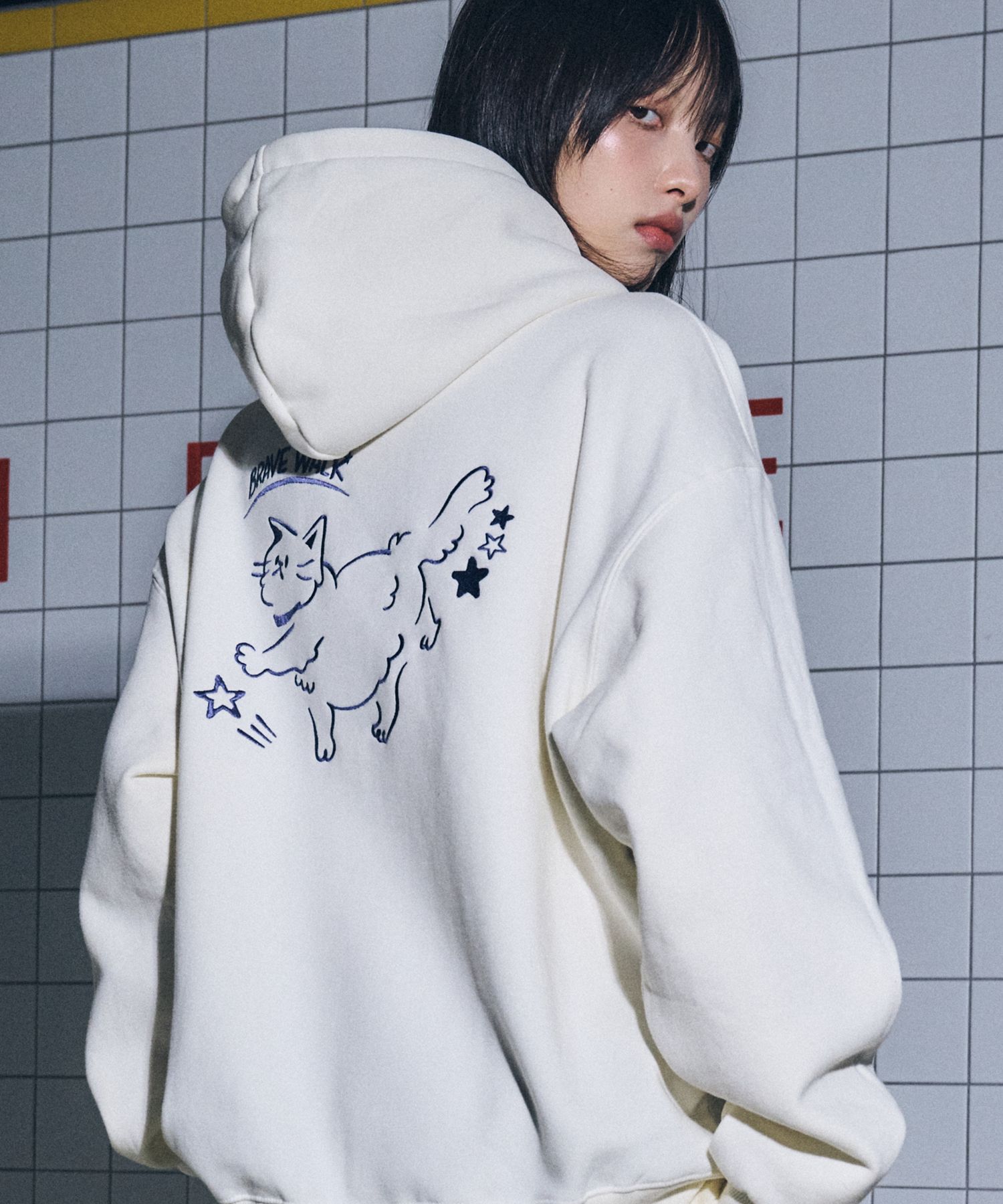 [CPGN STUDIO ]★ BRAVE CAT embroidered hoodie MUSINSA | CPGN STUDIO BRAVE CAT embroidered hoodie cream