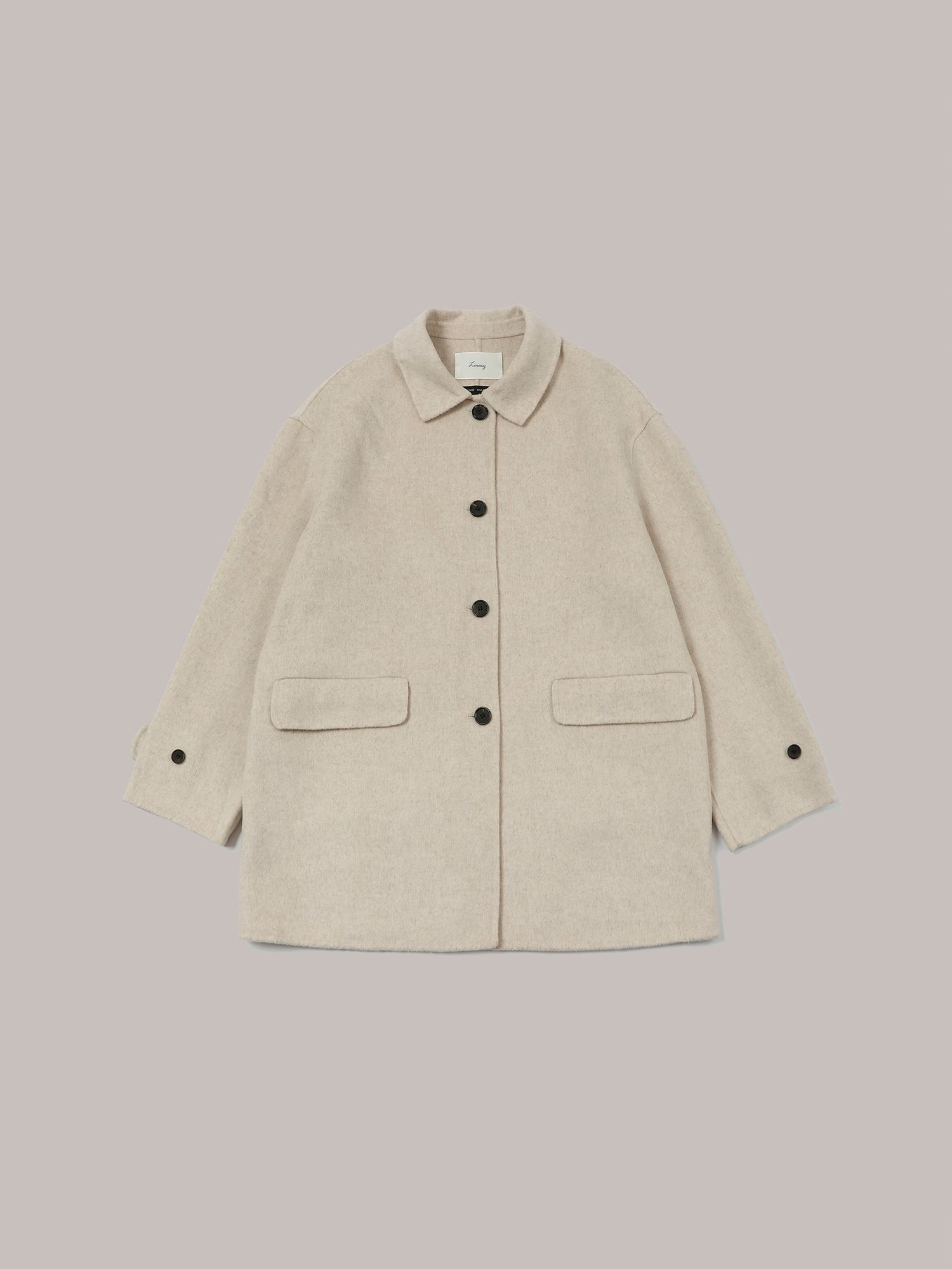 MUSINSA | LAMINEZ Handmade Minimal Half Coat - Oatmeal