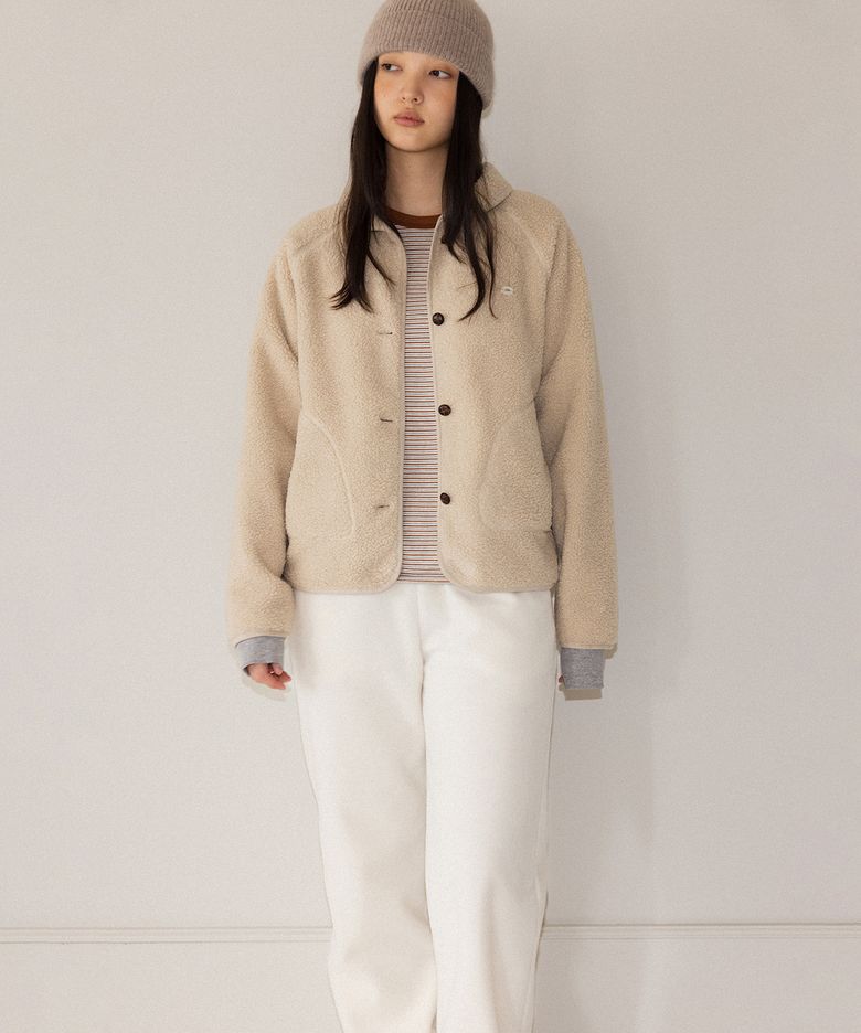 Button fleece jacket (beige)