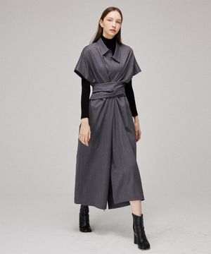 Tie sleeve detail shirt dress