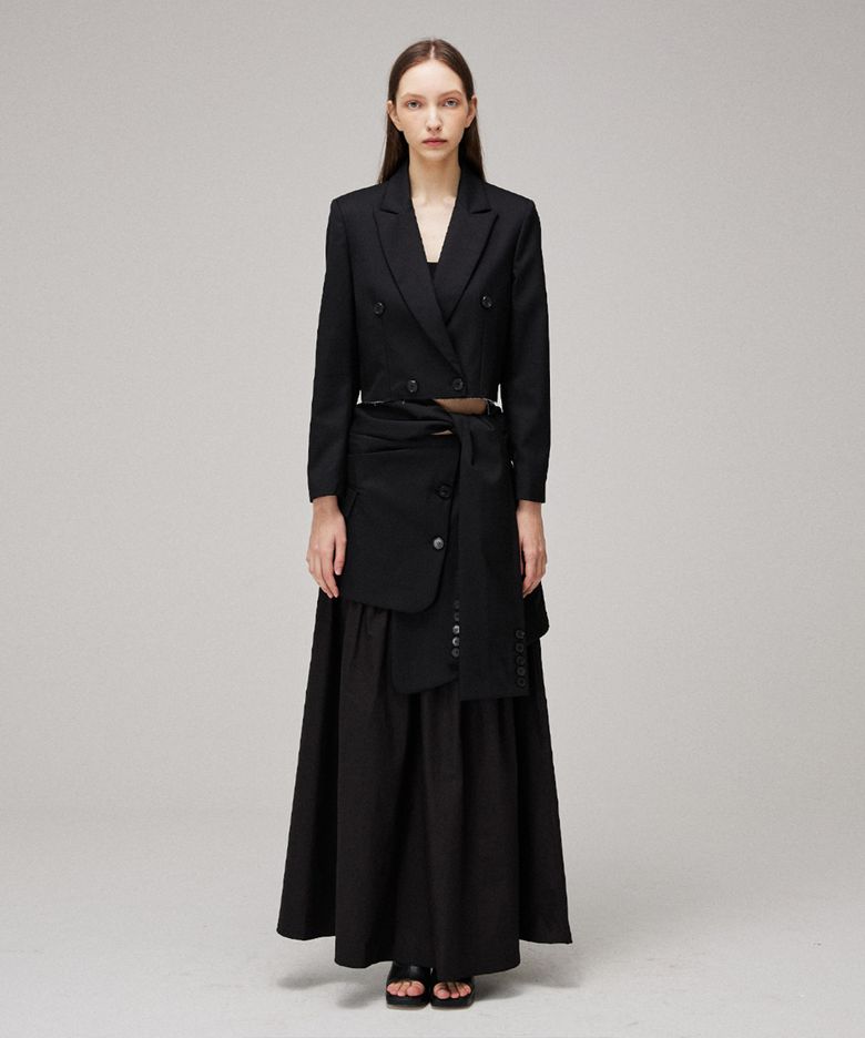 Blazer crop layered skirt