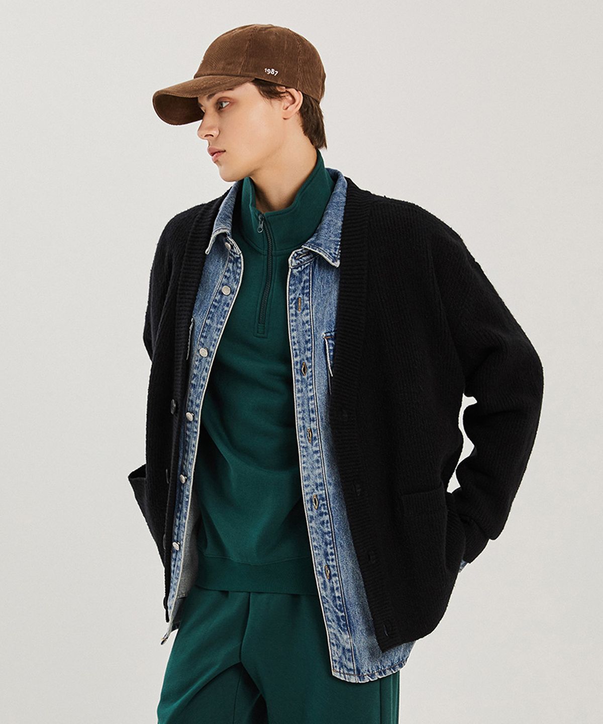 애드호크(ADHOC) 남여공용 오버사이즈 숏가디건 (BLACK) (HZAGD80-39)