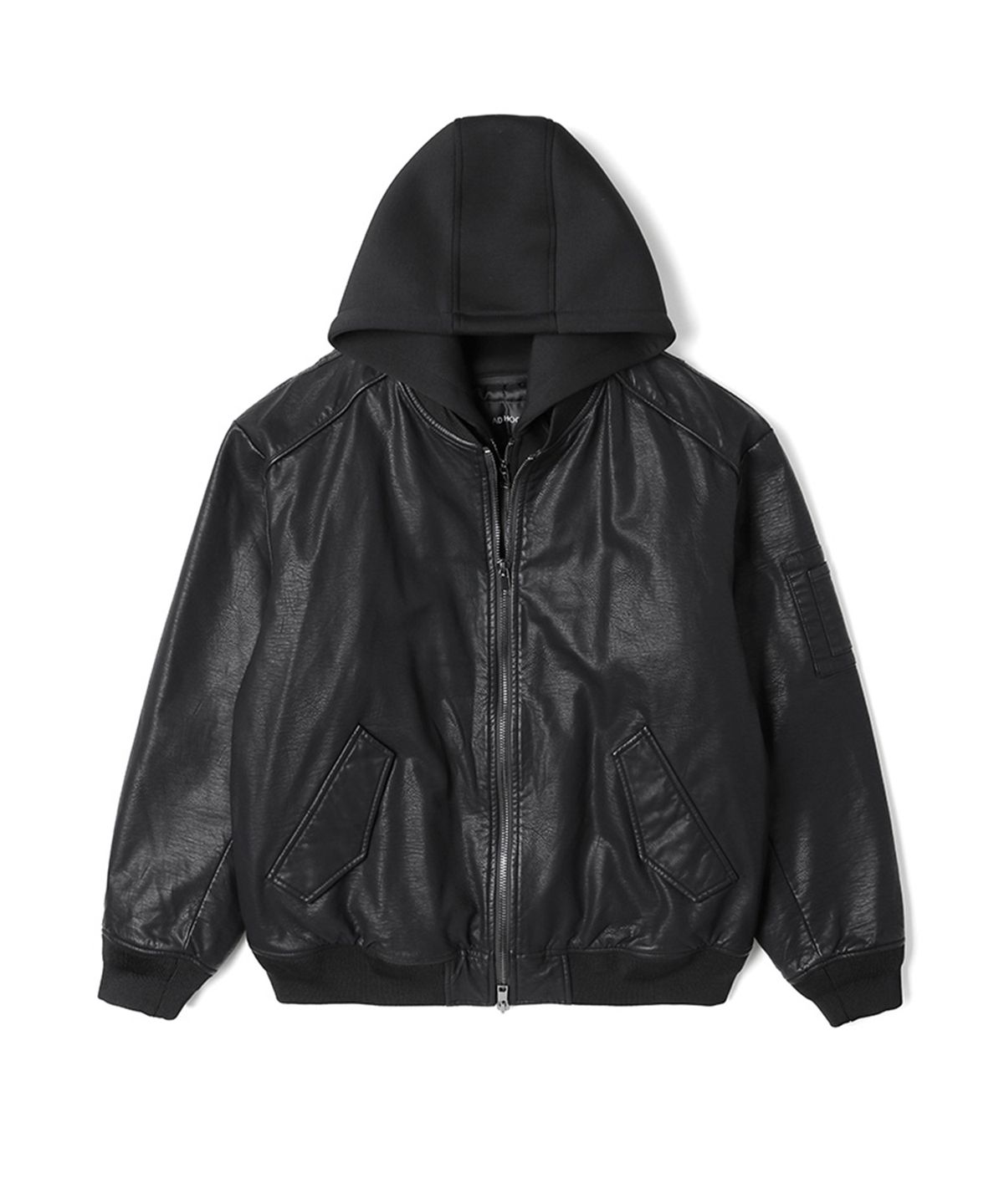 애드호크(ADHOC) 남여공용 패딩 인조 가죽 MA-1 점퍼 (BLACK) (HZALE81-39)