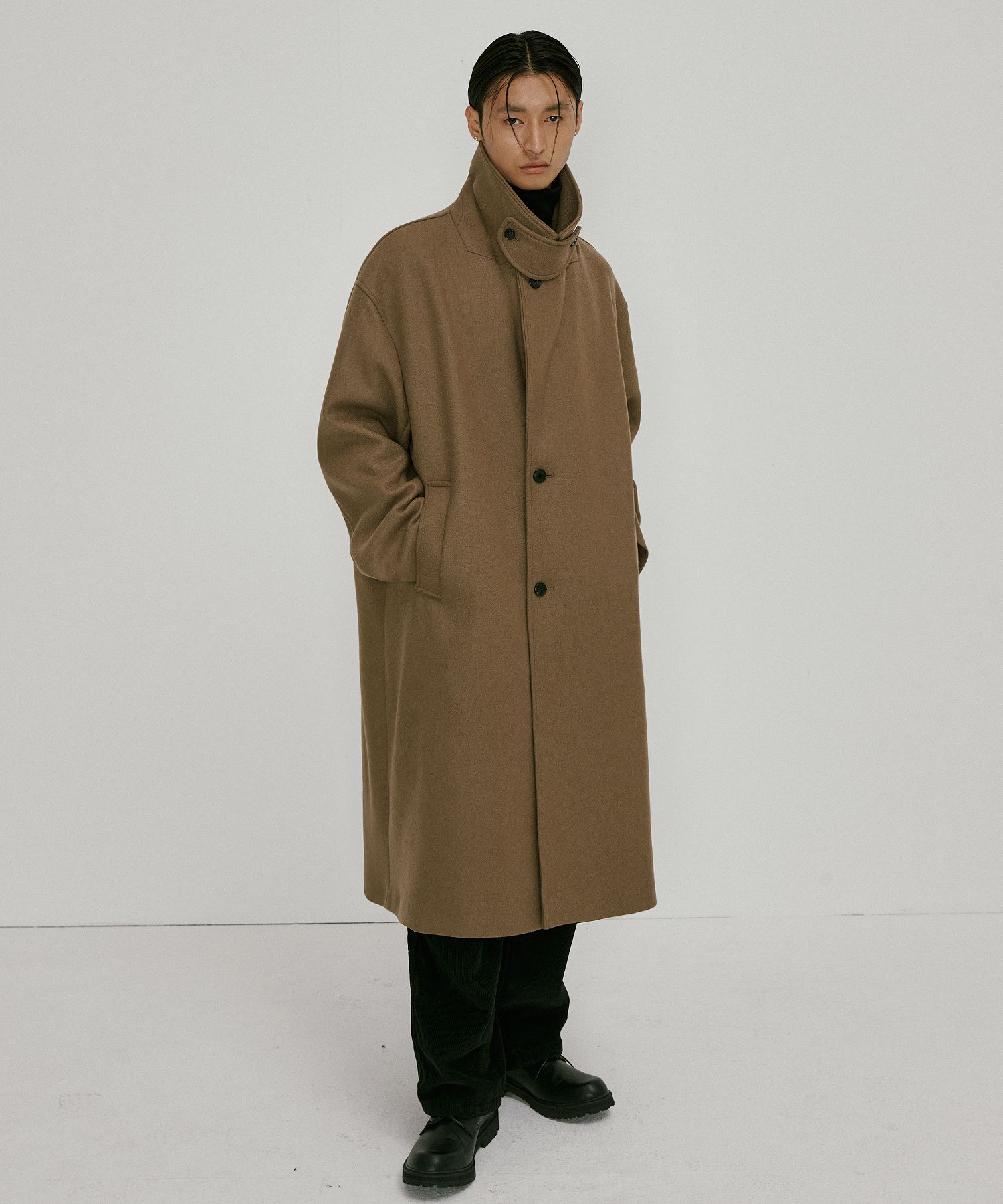 MUSINSA | ENDOOR melton wool long coat (beige)