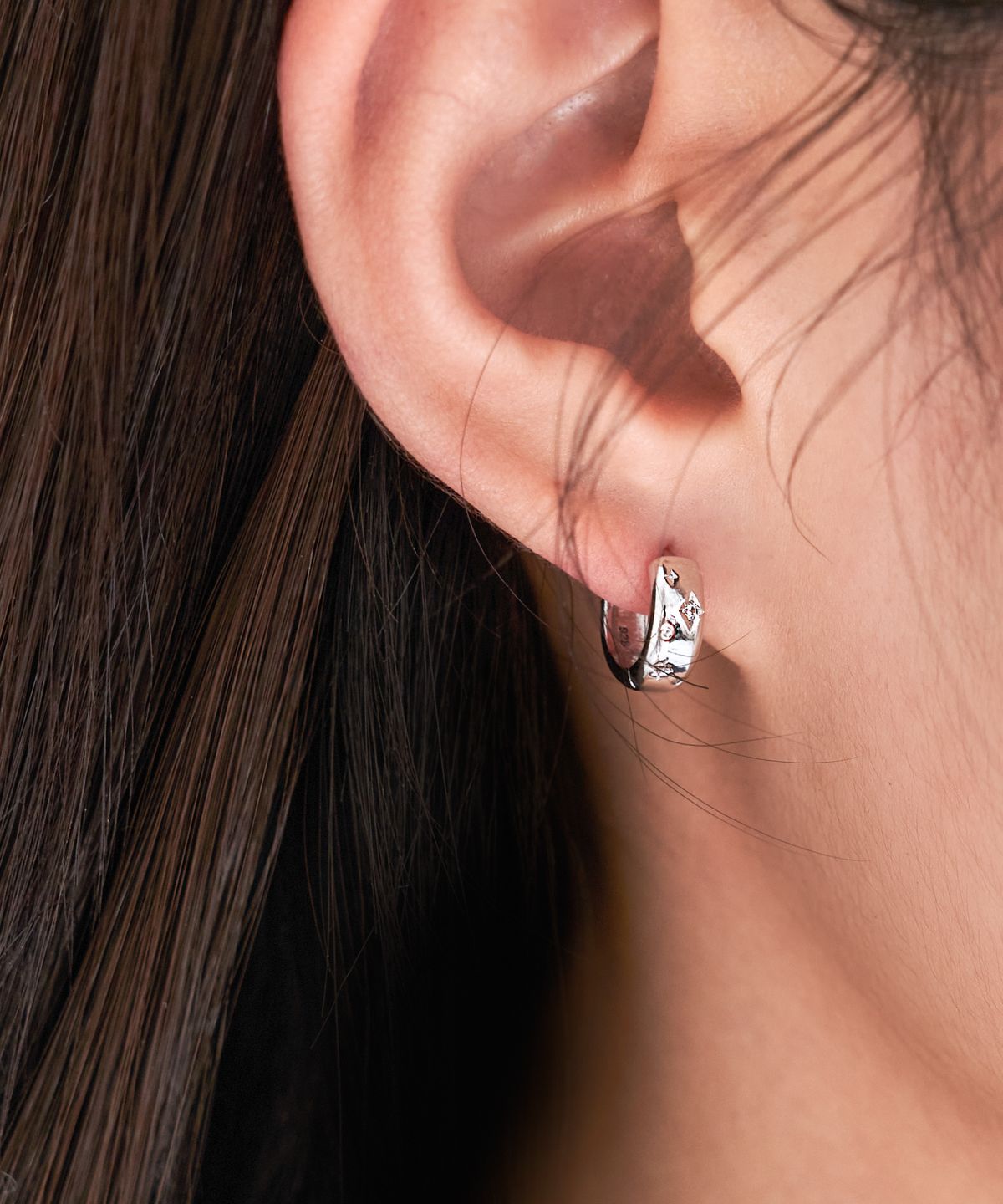 포스트루드(POSTLUDE) [SILVER] S STAR CUT CZ BS HOOP E (2 COLORS)