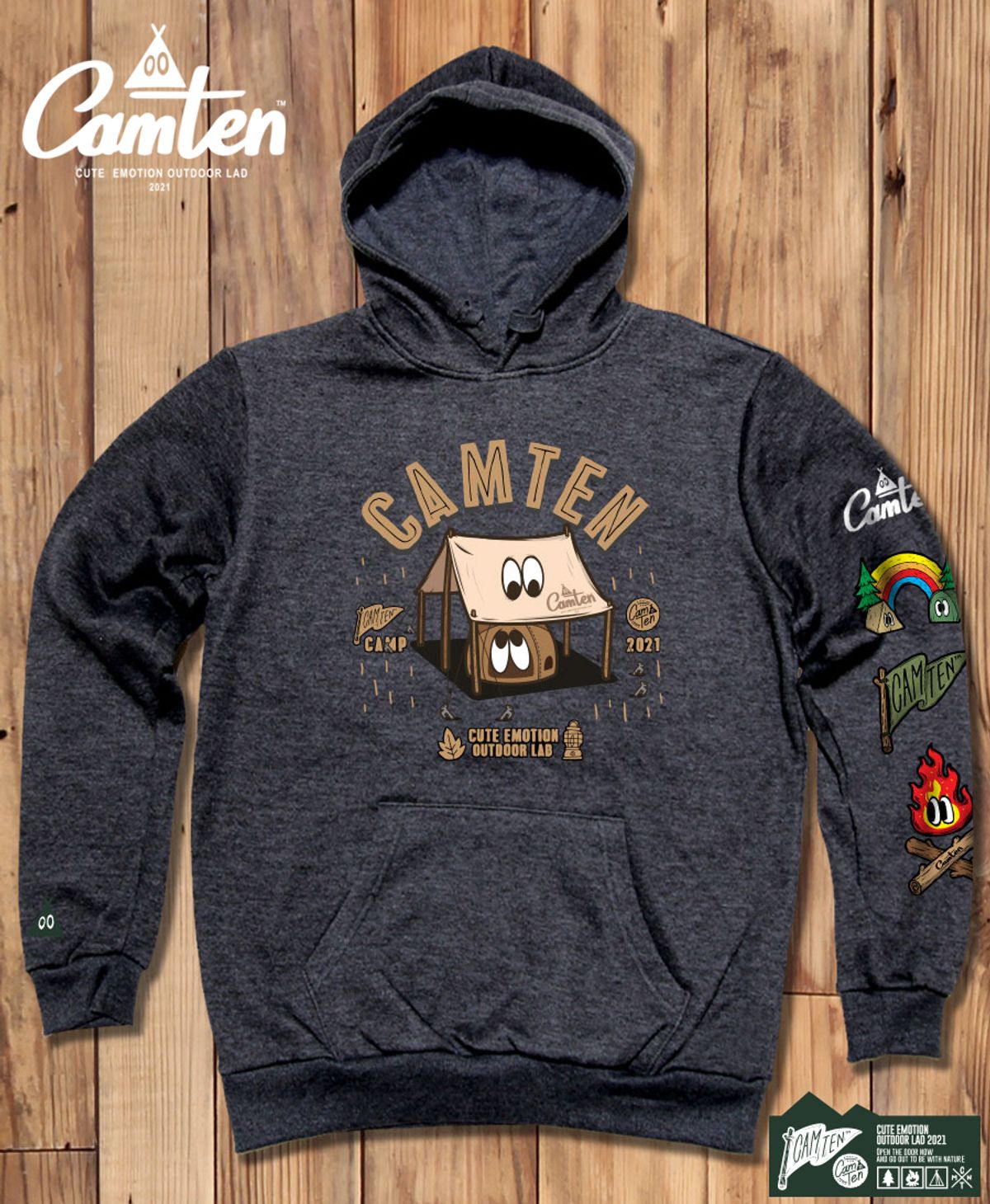돌돌(DOLDOL) Camten-hoody-80 감성 캠핑 브랜드 캠텐 캐릭터 그래픽 후드티