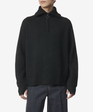 보우 피셔맨 하프 집업 니트 - 블랙 / BOWSNM957BLACK