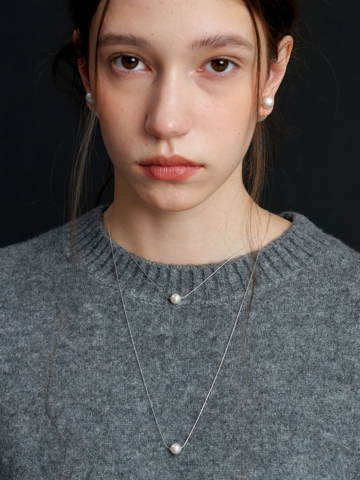 러브미몬스터(LOVE ME MONSTER) [Silver] Essential Pearl / Chain Long Necklace 8mm (L233MNK060)