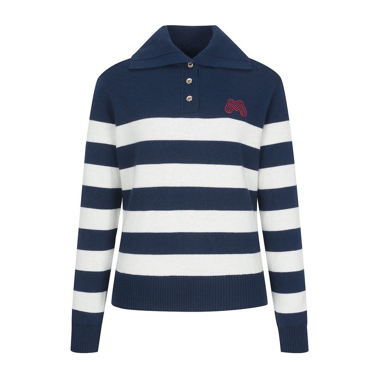 Sailor Collar Stripe Sweater_Navy