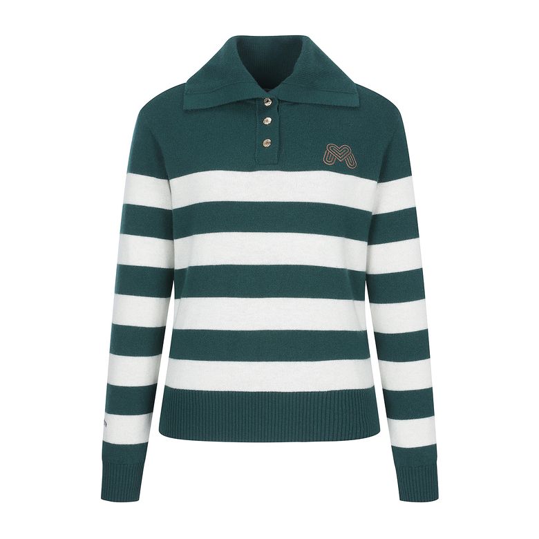 Sailor Collar Stripe Sweater_Green