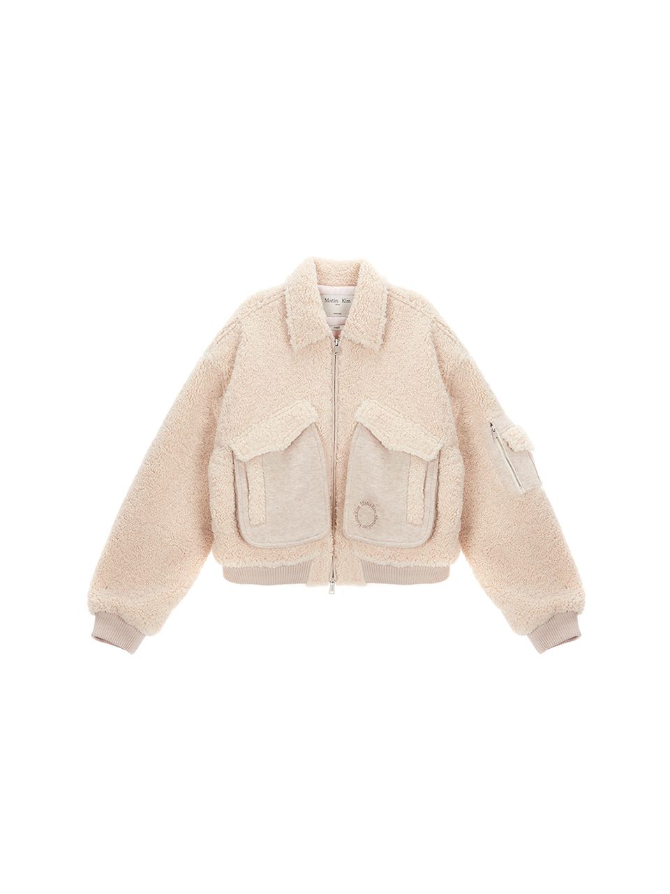 MUSINSA | MATIN KIM KNIT MIXED TEDDY CROP JUMPER IN BEIGE